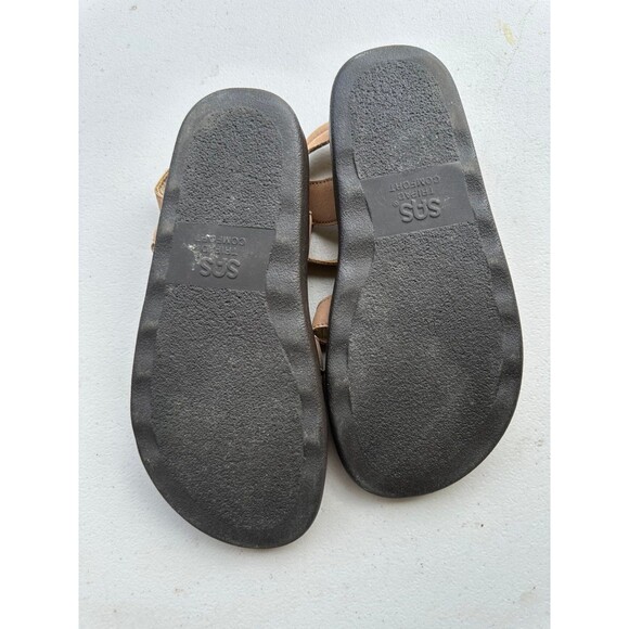 SAS Leather Sorrento Praline Adjustable Hook Loop T-Straps Suede Sandals 8 Wide - Picture 5 of 9